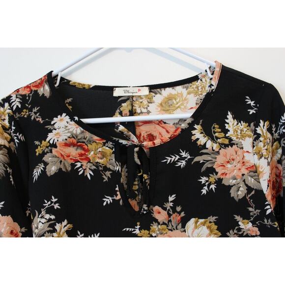 Whisper Women's Floral Black Long Sleeve Blouse Size L NWOT - Picture 3 of 8